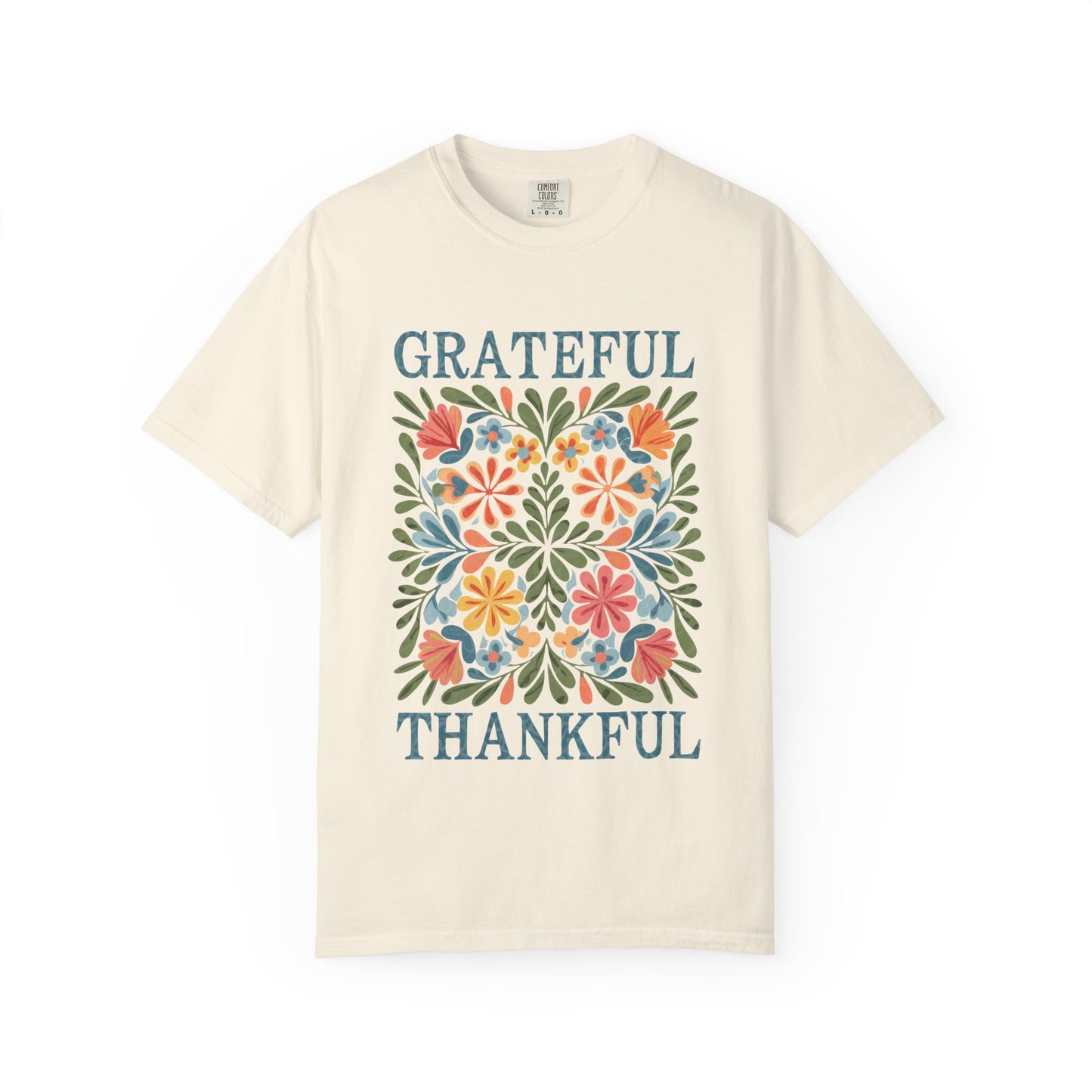 Grateful Thankful Unisex T-Shirt, Casual Tee, Gift for Thanksgiving, Boho Style Shirt, Everyday Wear, Positive Vibes Apparel