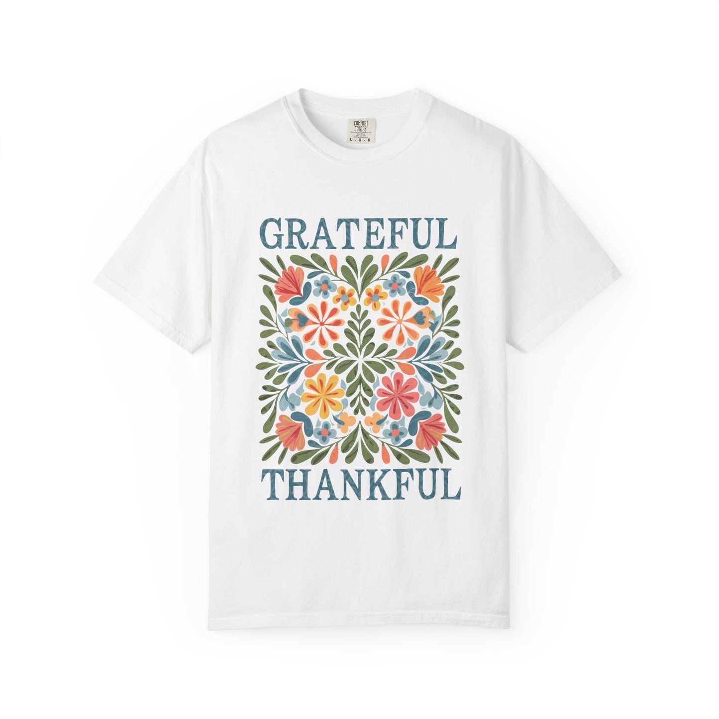 Grateful Thankful Unisex T-Shirt, Casual Tee, Gift for Thanksgiving, Boho Style Shirt, Everyday Wear, Positive Vibes Apparel