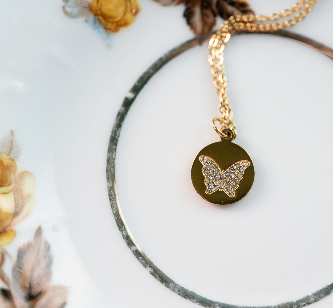 Butterfly, Dragonfly & Bee Necklace – 18k Gold Waterproof Pendant | Nature-Inspired Charm Jewelry