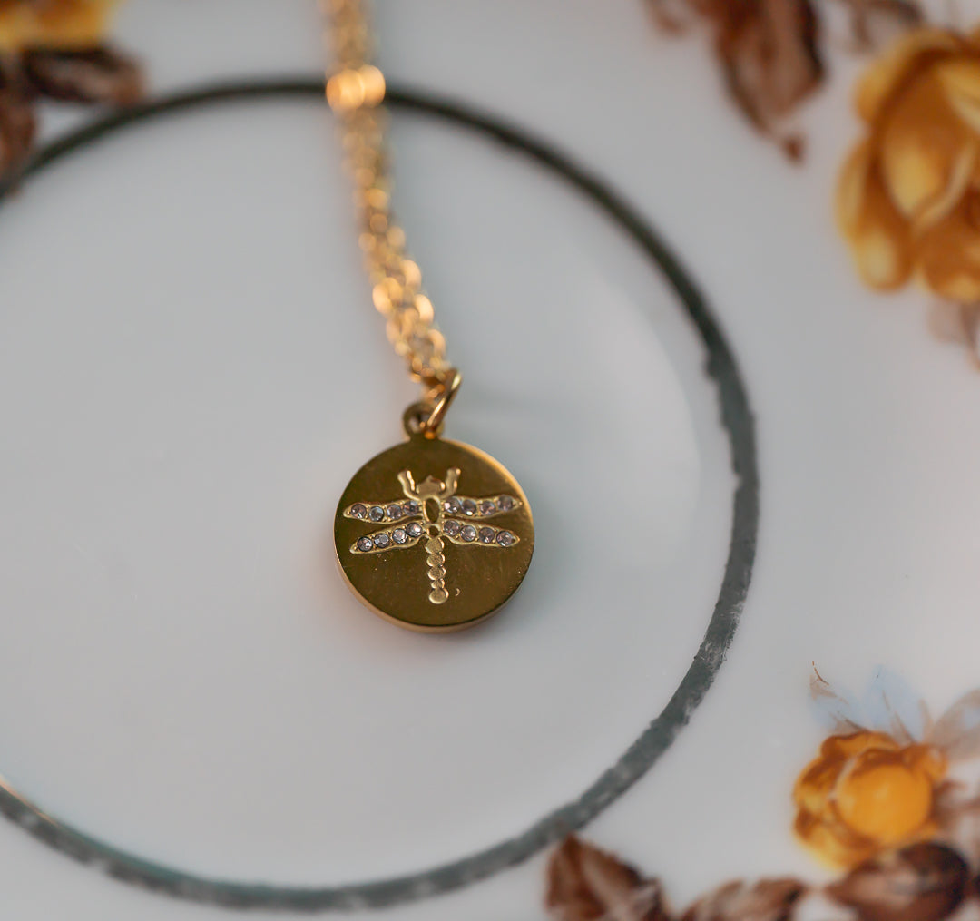 Butterfly, Dragonfly & Bee Necklace – 18k Gold Waterproof Pendant | Nature-Inspired Charm Jewelry