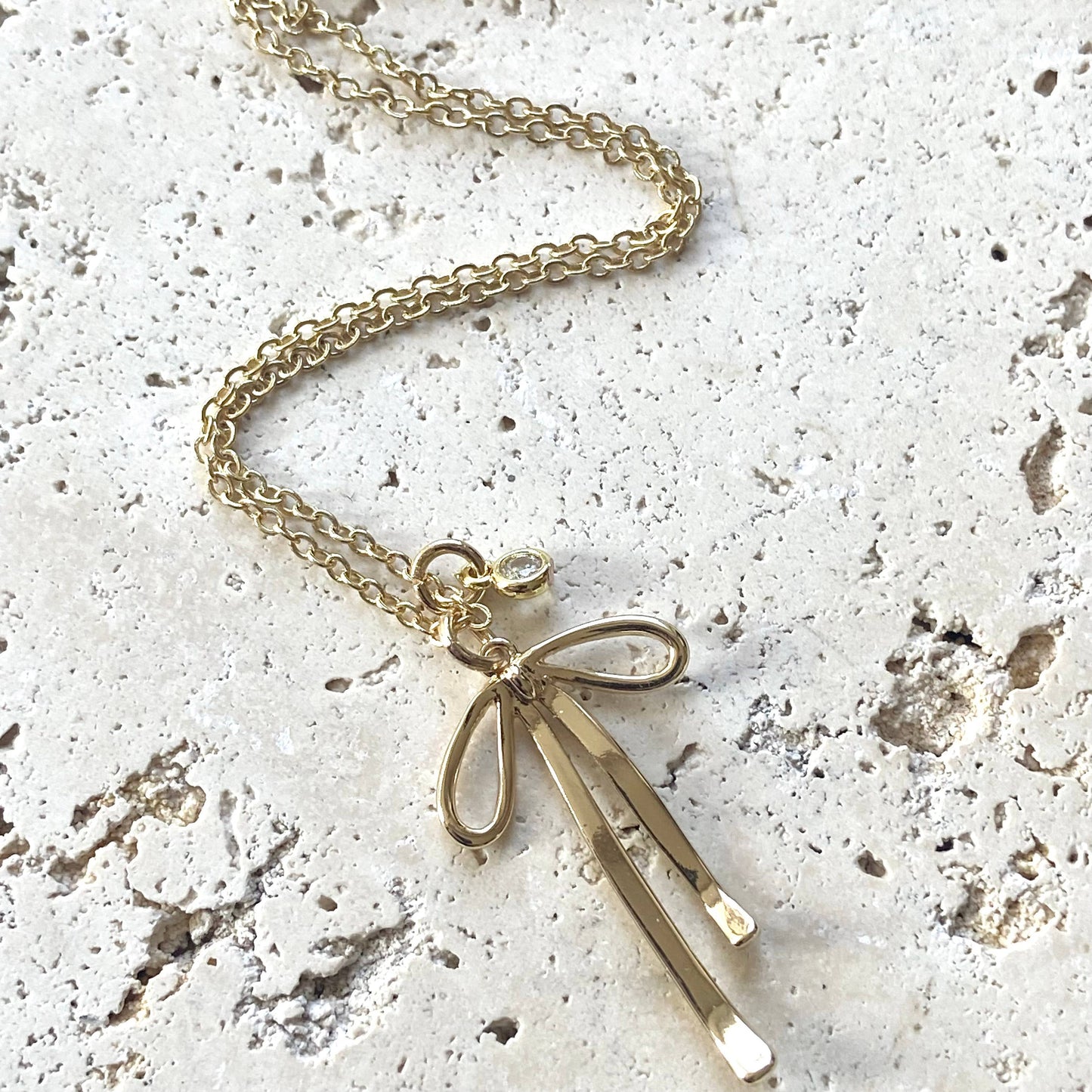 Golden Ribbon Drip Necklace -18" Chain
