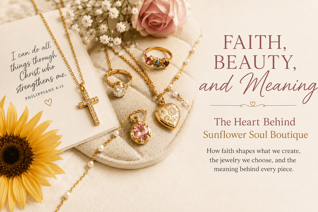 Christian faith inspiring meaningful jewelry, honest materials, timeless beauty, integrity, and purpose at Sunflower Soul Boutique.