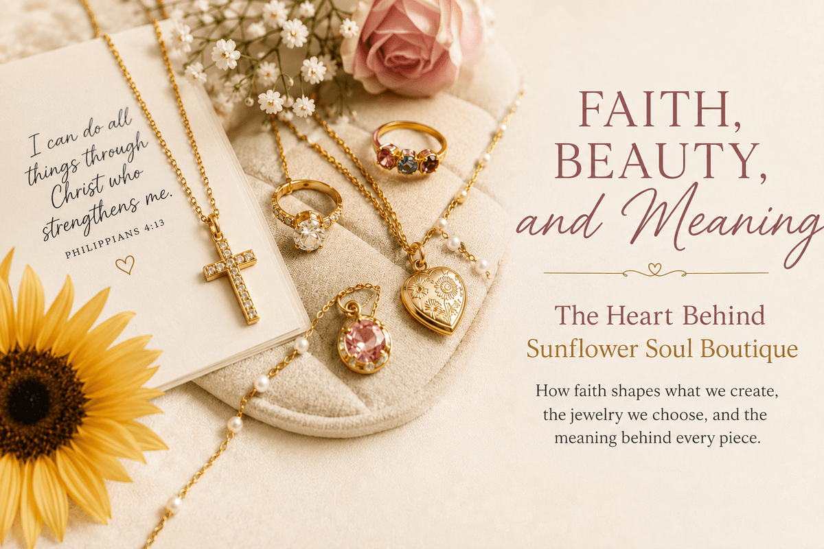 Christian faith inspiring meaningful jewelry, honest materials, timeless beauty, integrity, and purpose at Sunflower Soul Boutique.