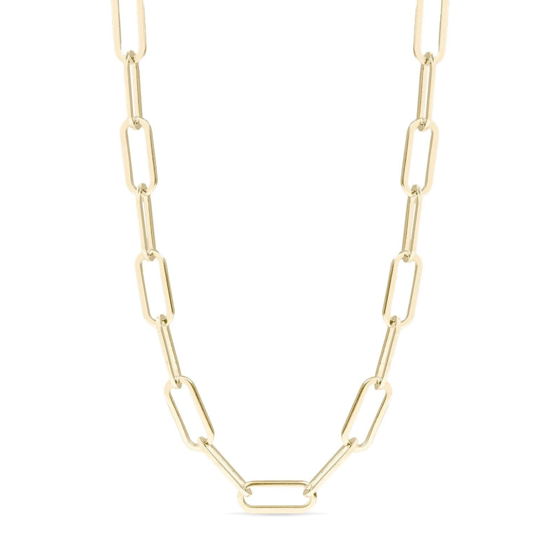 Gold chain necklace on a white background