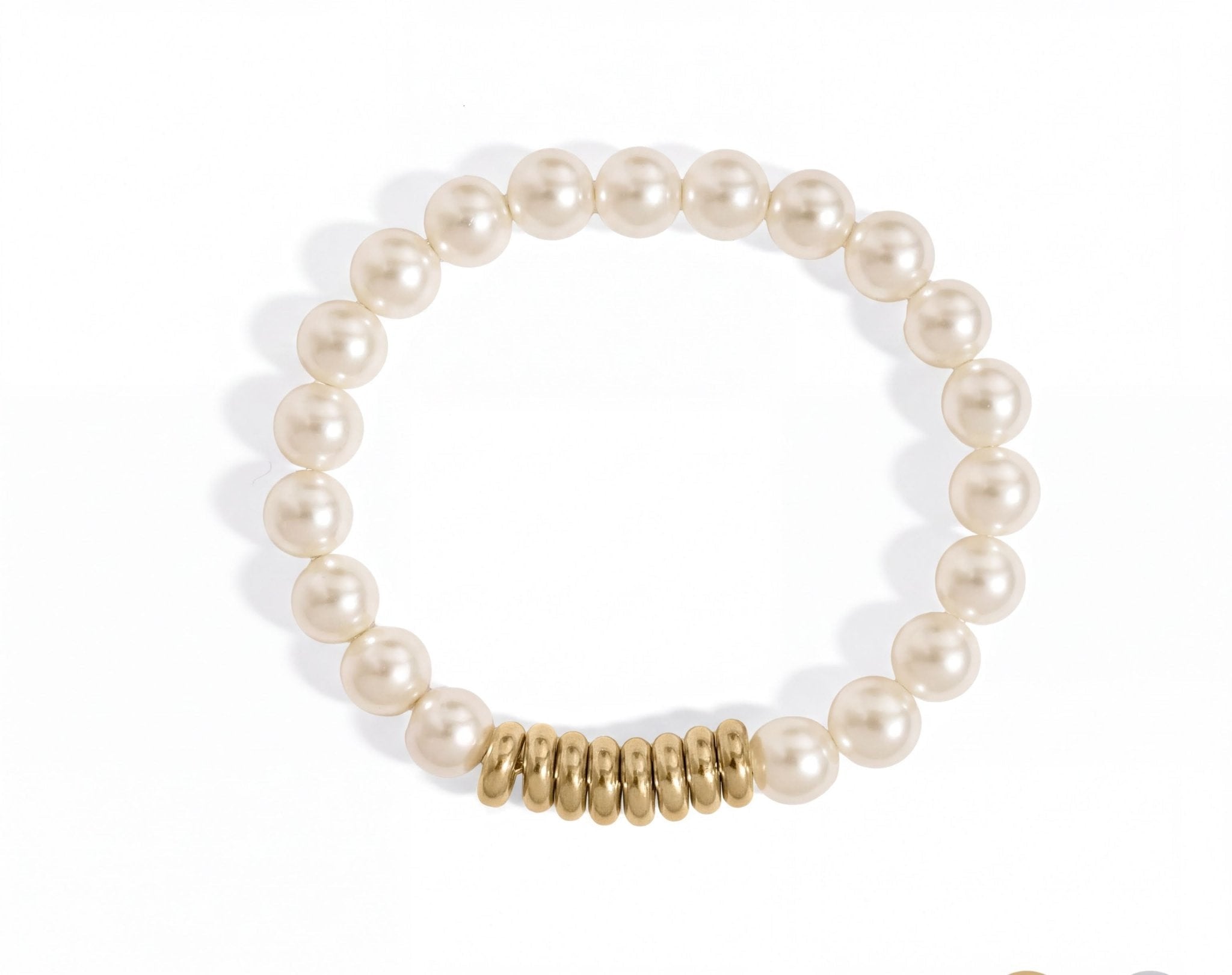 18K Gold Pearl Bracelet – 8mm Glass Pearl Jewelry | Tarnish Resistant Stretch - Bracelets | Sunflower Soul Boutique