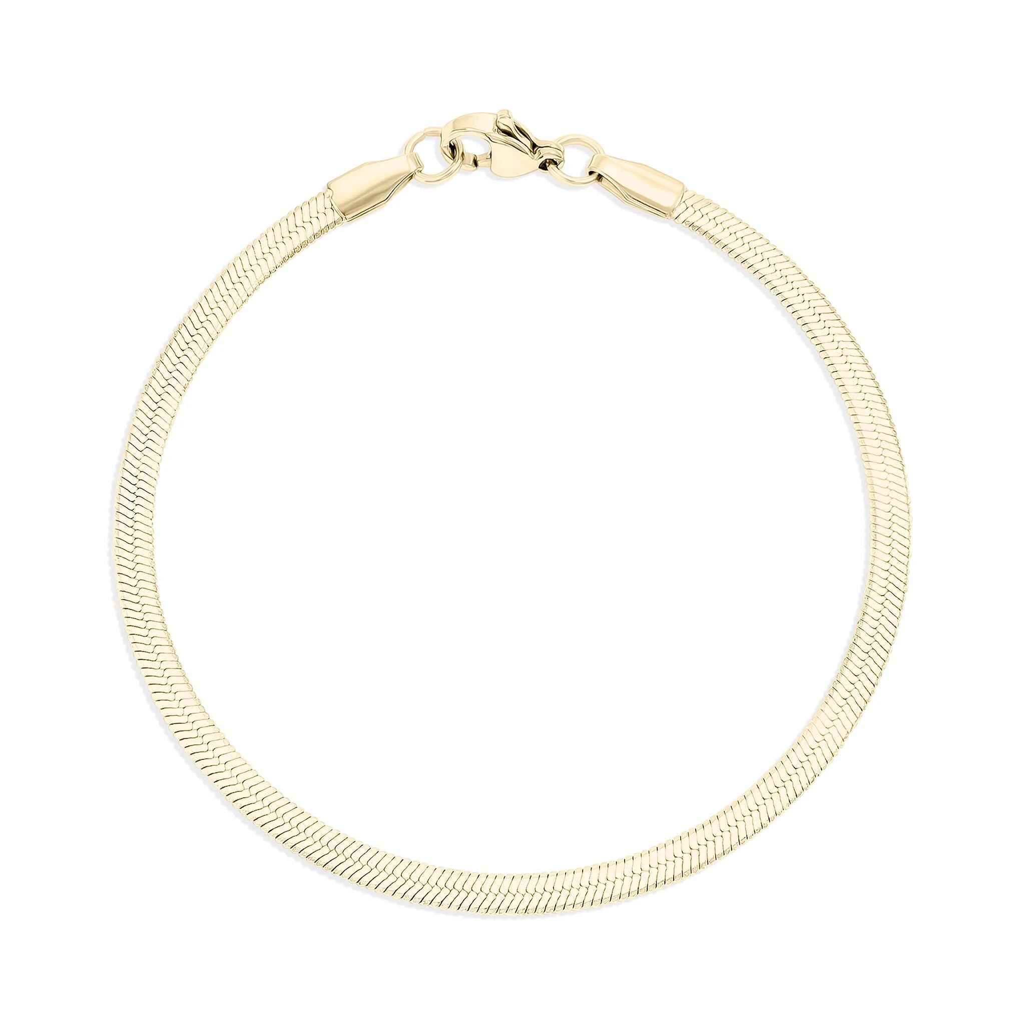 14K Gold Bracelet - Herringbone Chain, Gold Filled, Hypoallergenic Jewelry - Bracelets | Sunflower Soul Boutique