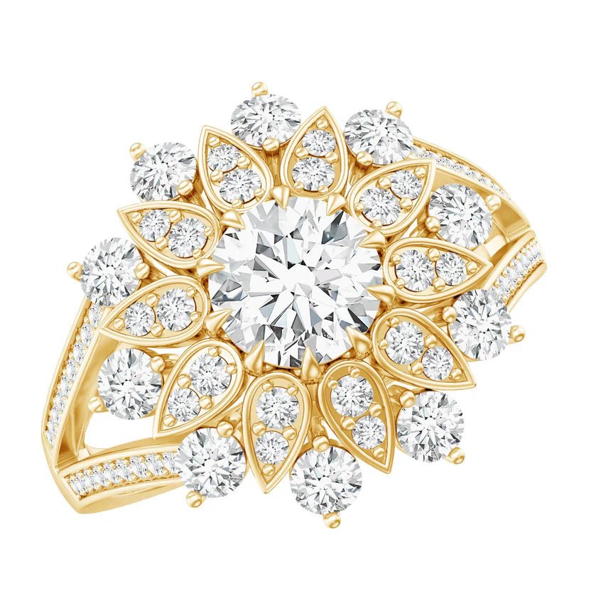 Sparkling moissanite ring with a brilliant center stone and elegant band design