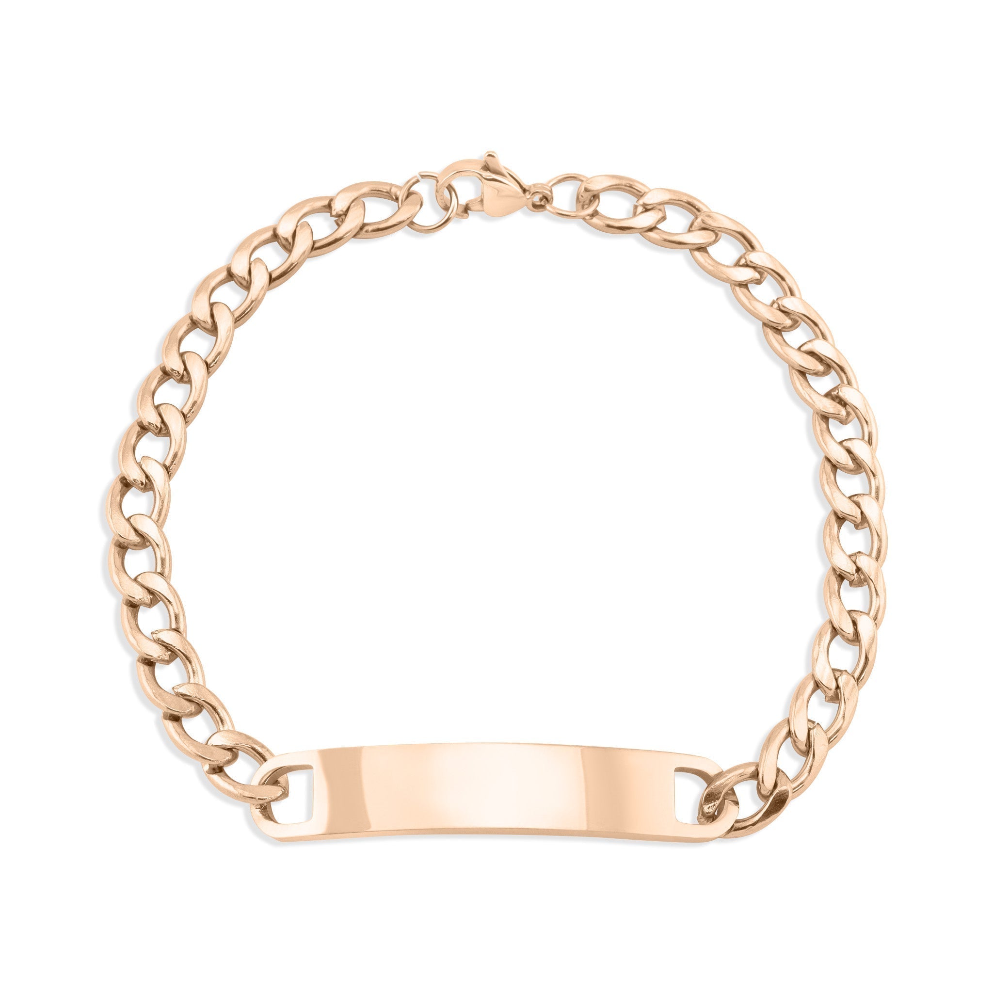 Gold ID Bracelet – Stainless Steel Curved Bar With Blank ID Bar, Engraved Gift - Bracelets | Sunflower Soul Boutique