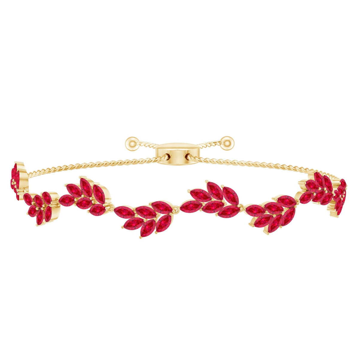 Ruby bracelet featuring rich red gemstones in an elegant design, perfect for everyday wear or special occasions.
