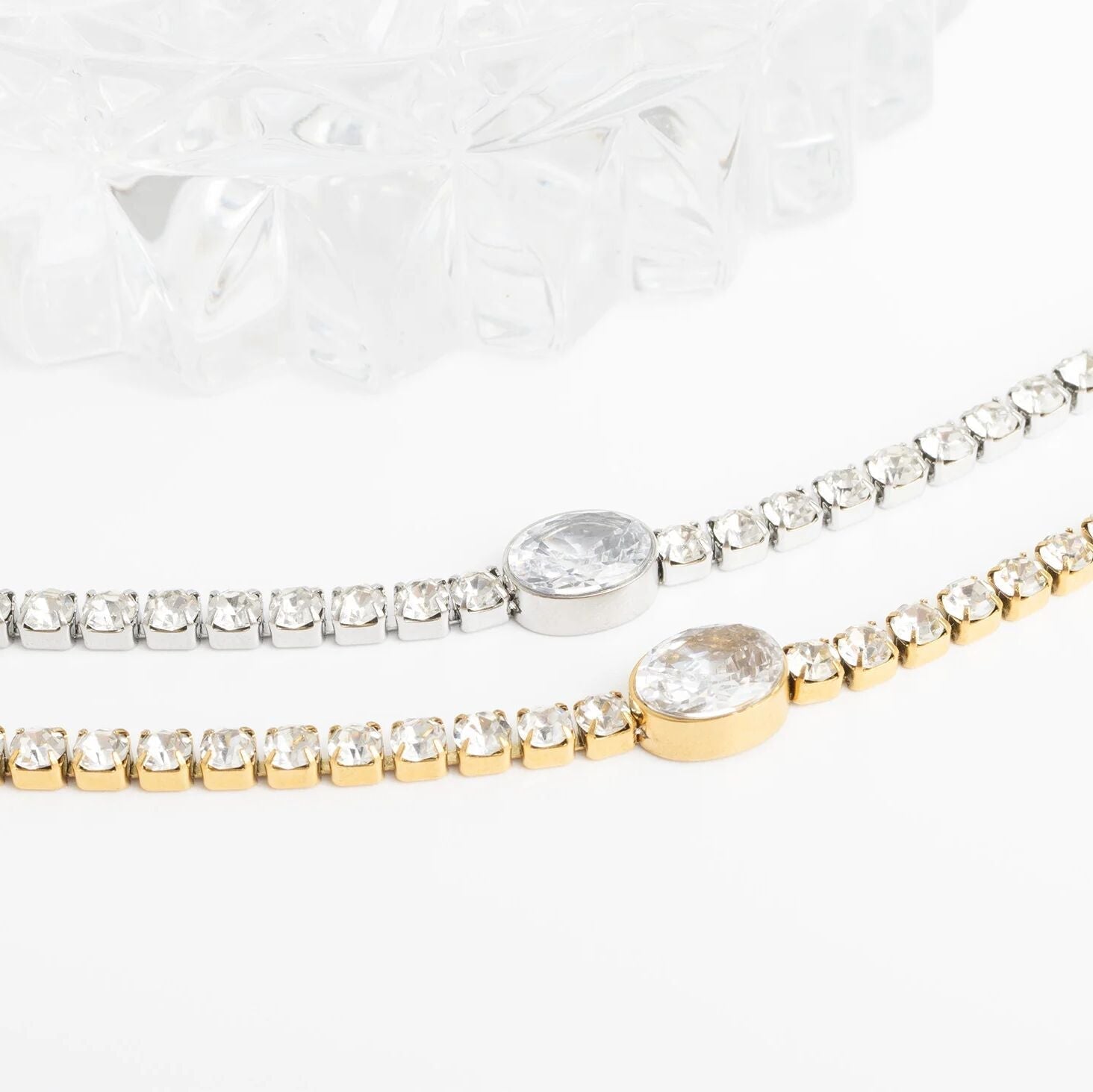 Gold Tennis Bracelet – 18K Gold Jewelry Oval Stone Stainless Steel Bracelet - Bracelets | Sunflower Soul Boutique