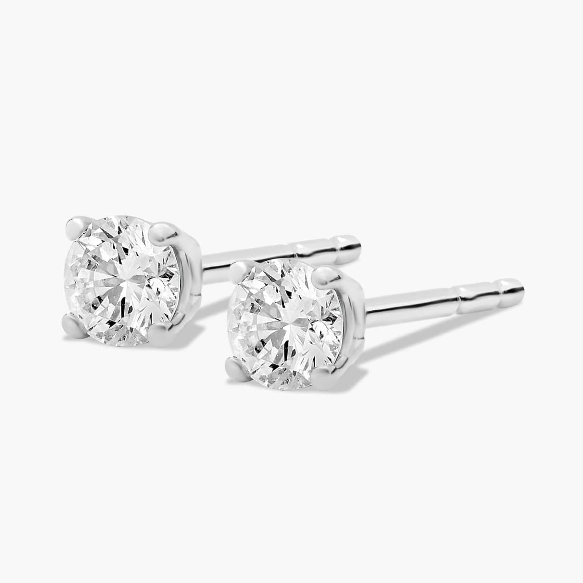Lab Grown Diamond Earrings – 0.25 CTW Round Studs | 14K Gold Over Sterling Silver
