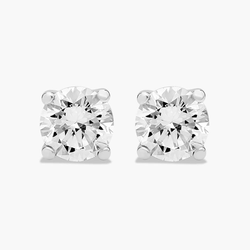 Lab Grown Diamond Earrings – 0.25 CTW Round Studs | 14K Gold Over Sterling Silver