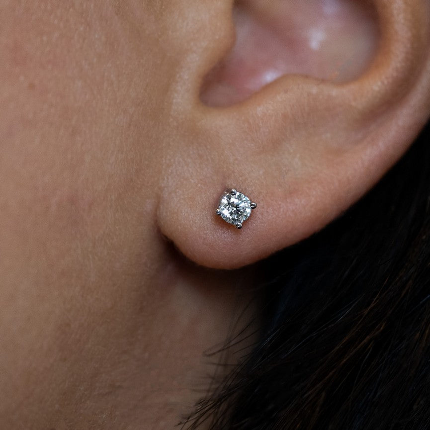 Lab Grown Diamond Earrings – 0.25 CTW Round Studs | 14K Gold Over Sterling Silver