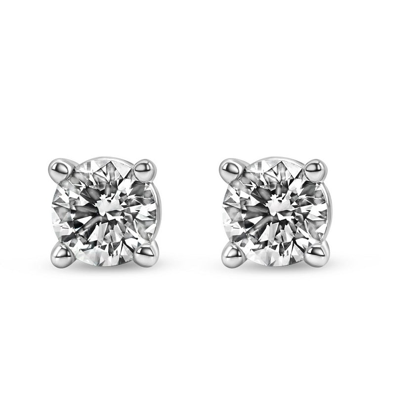 Lab Grown Diamond Earrings – 0.25 CTW Round Studs | 14K Gold Over Sterling Silver