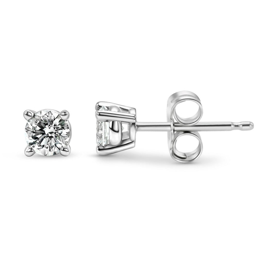 Lab Grown Diamond Earrings – 0.25 CTW Round Studs | 14K Gold Over Sterling Silver