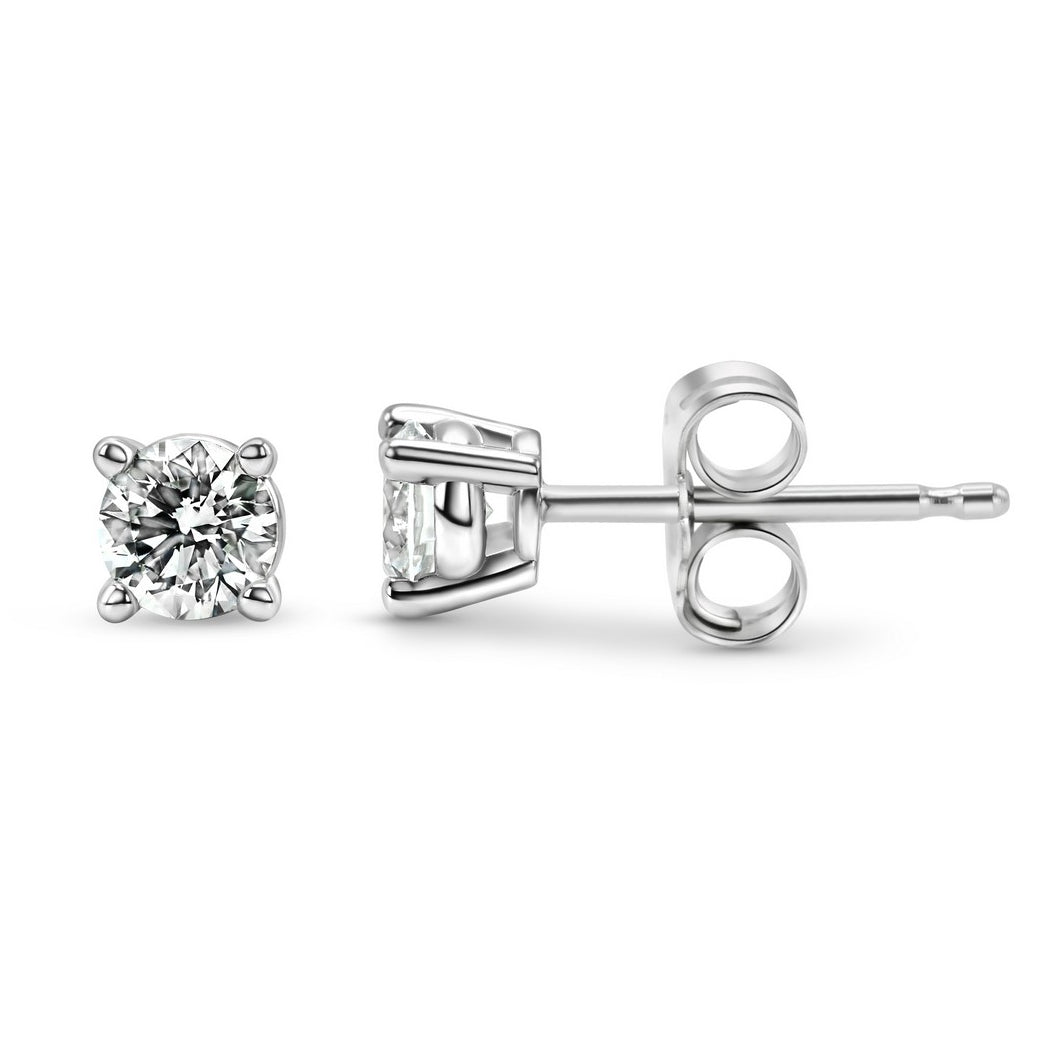 Lab Grown Diamond Earrings – 0.25 CTW Round Studs | 14K Gold Over Sterling Silver