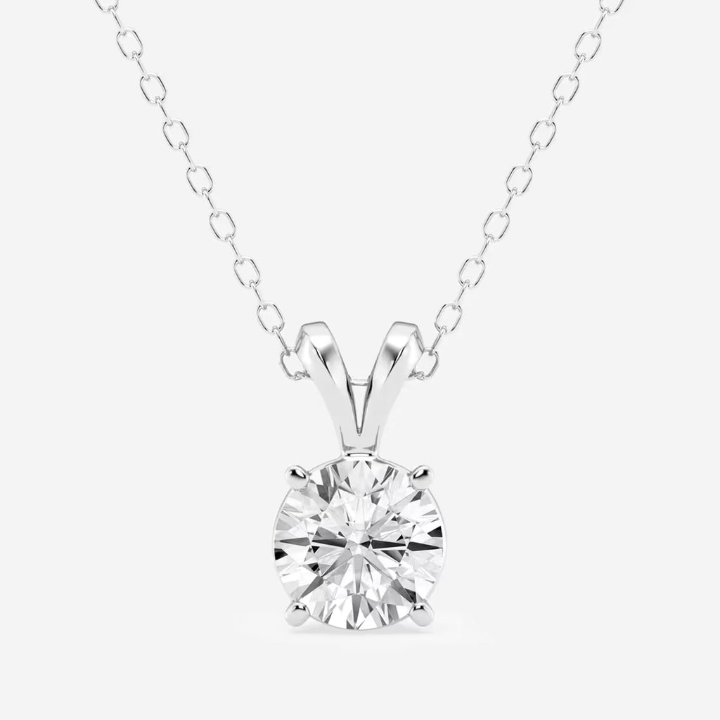 Lab Grown Diamond Pendant – Solitaire White Gold Pendant with Split Bail Design