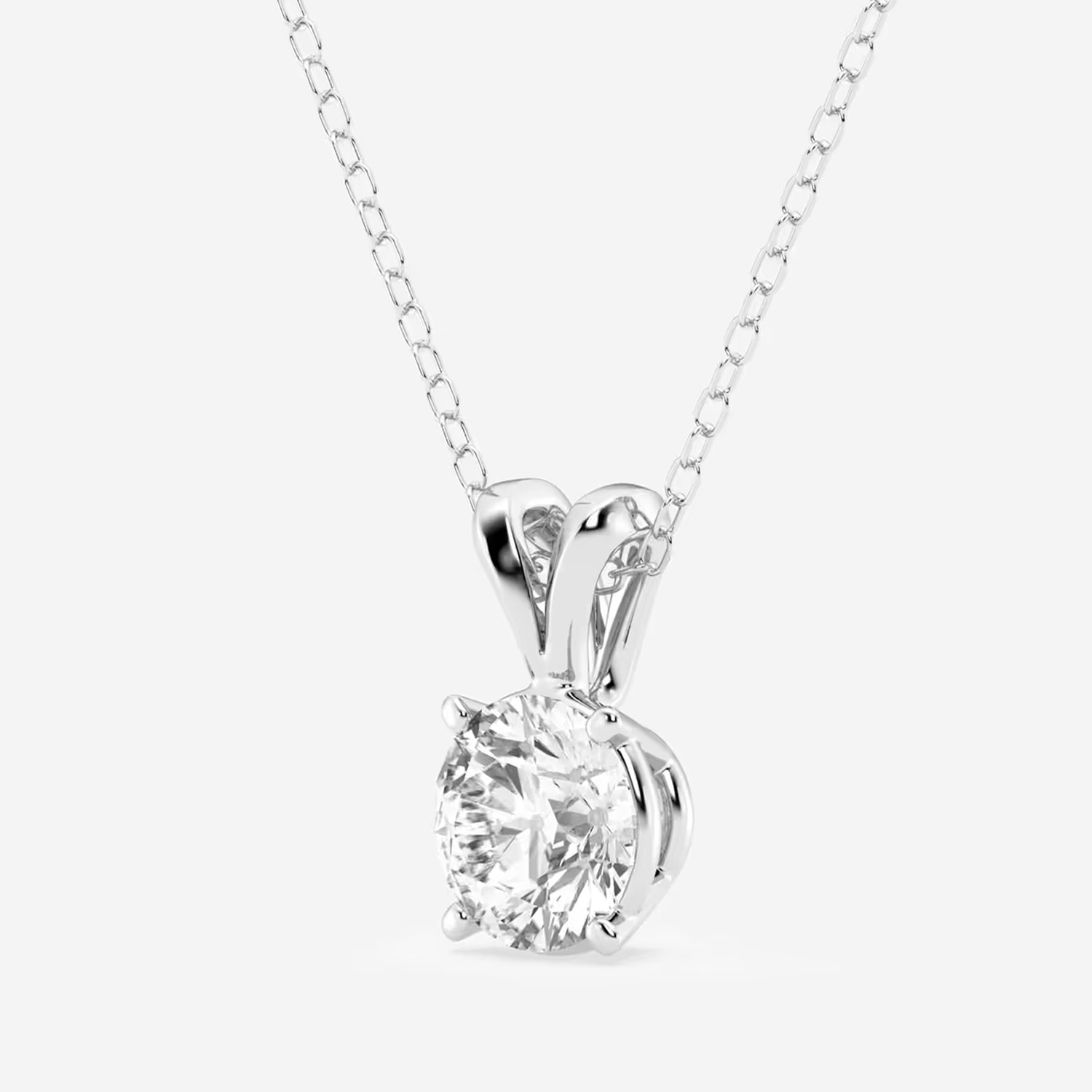 Lab Grown Diamond Pendant – Solitaire White Gold Pendant with Split Bail Design