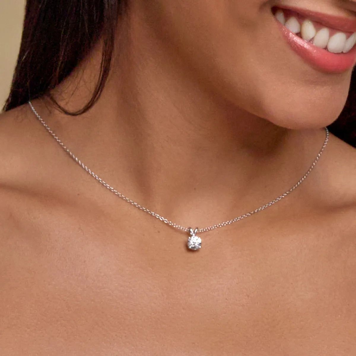 Lab Grown Diamond Pendant – 0.5 Carat Solitaire Necklace | 14K White Gold Over Sterling Silver