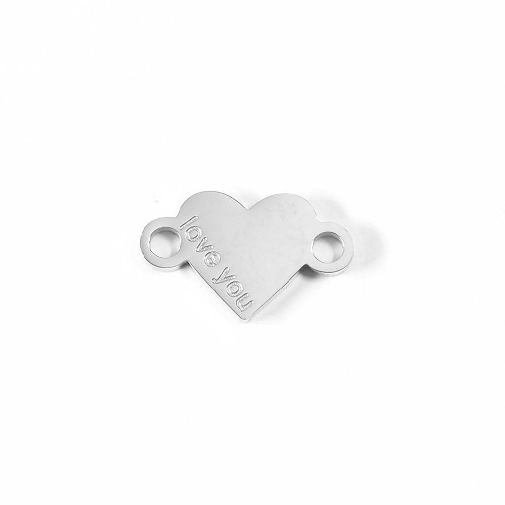 18K Gold Charm - Love You Heart Connector | PVD Coated Stainless Steel Accent