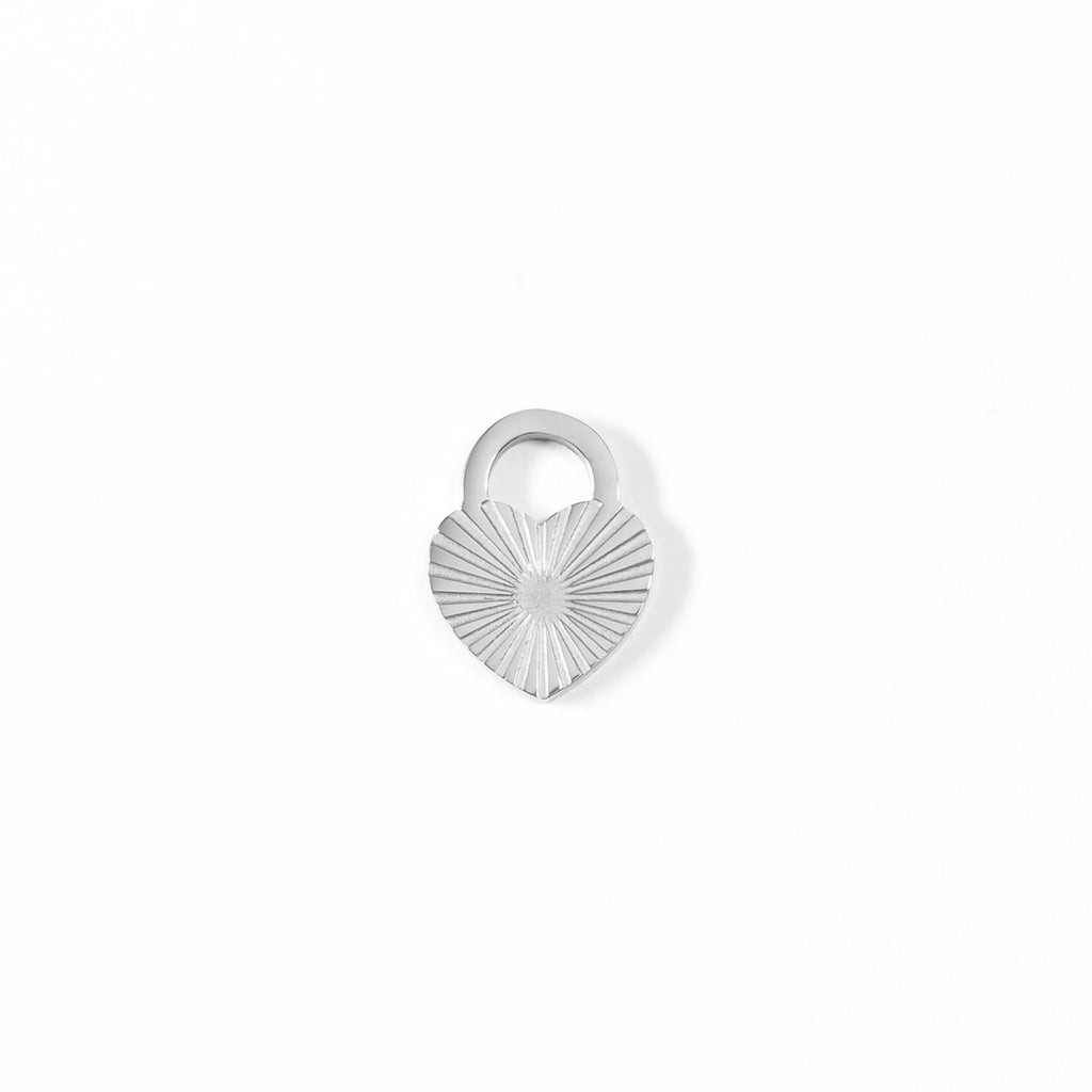 Gold Heart Lock Charm – 18K Gold PVD Stainless Steel Sunburst Pendant