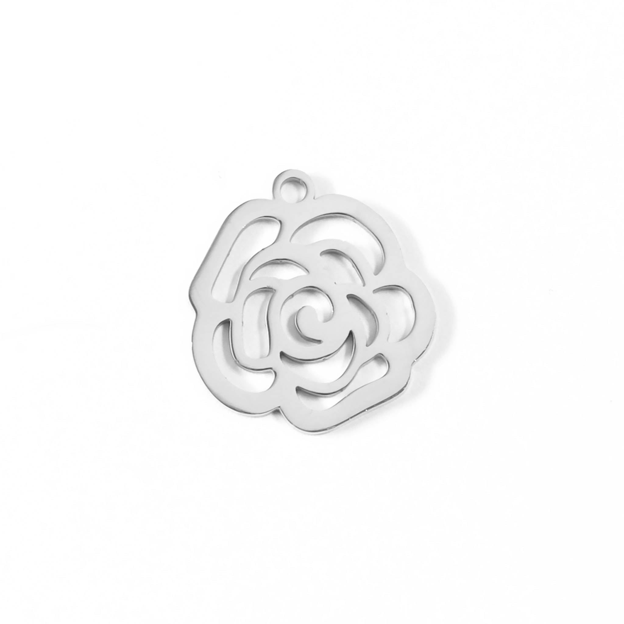 18K Gold Rose Charm – Waterproof Gold Plated Stainless Steel Pendant Accessory