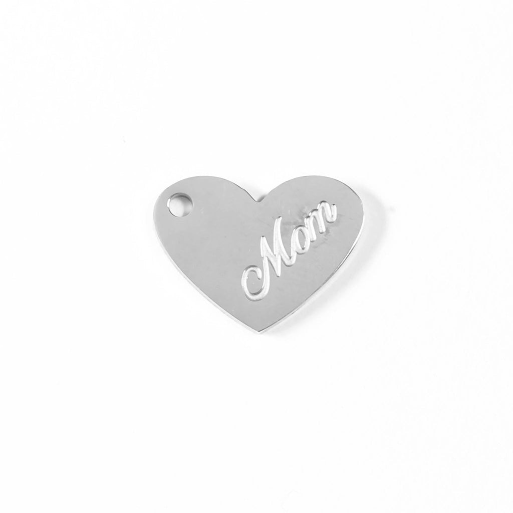18K Gold Heart Charm – Mom Pendant | PVD Coated Stainless Steel Jewelry