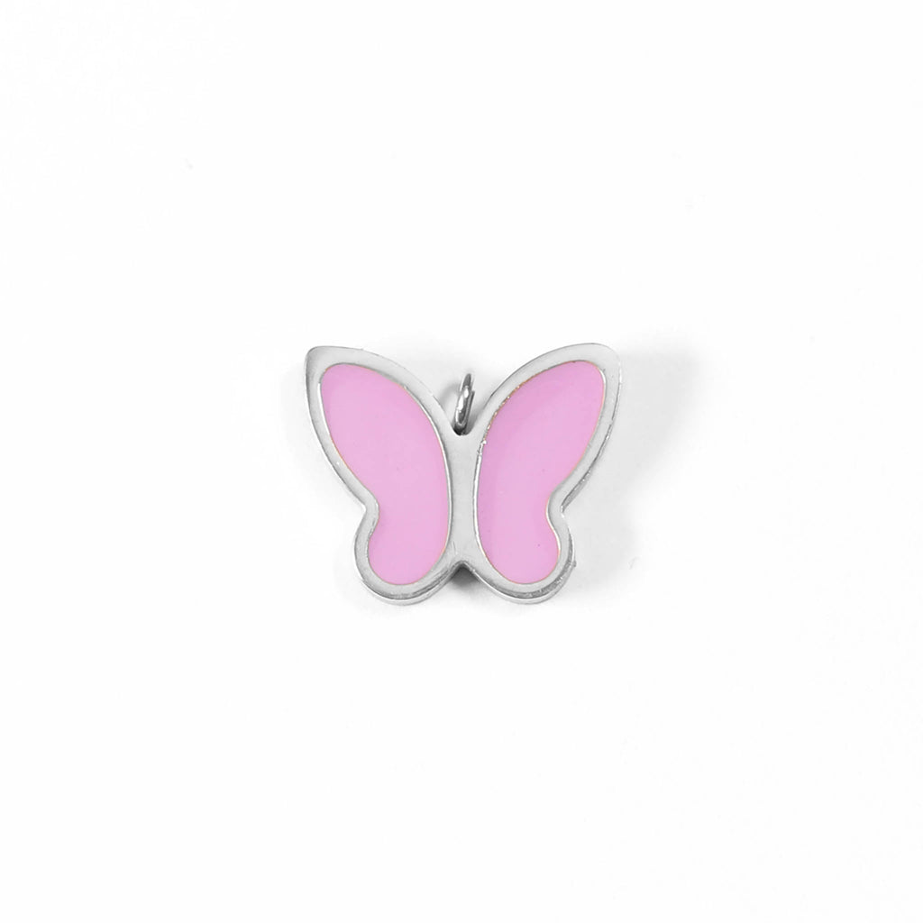 Pink Butterfly Charm – 18K Gold PVD Stainless Steel Waterproof Jewelry Accent