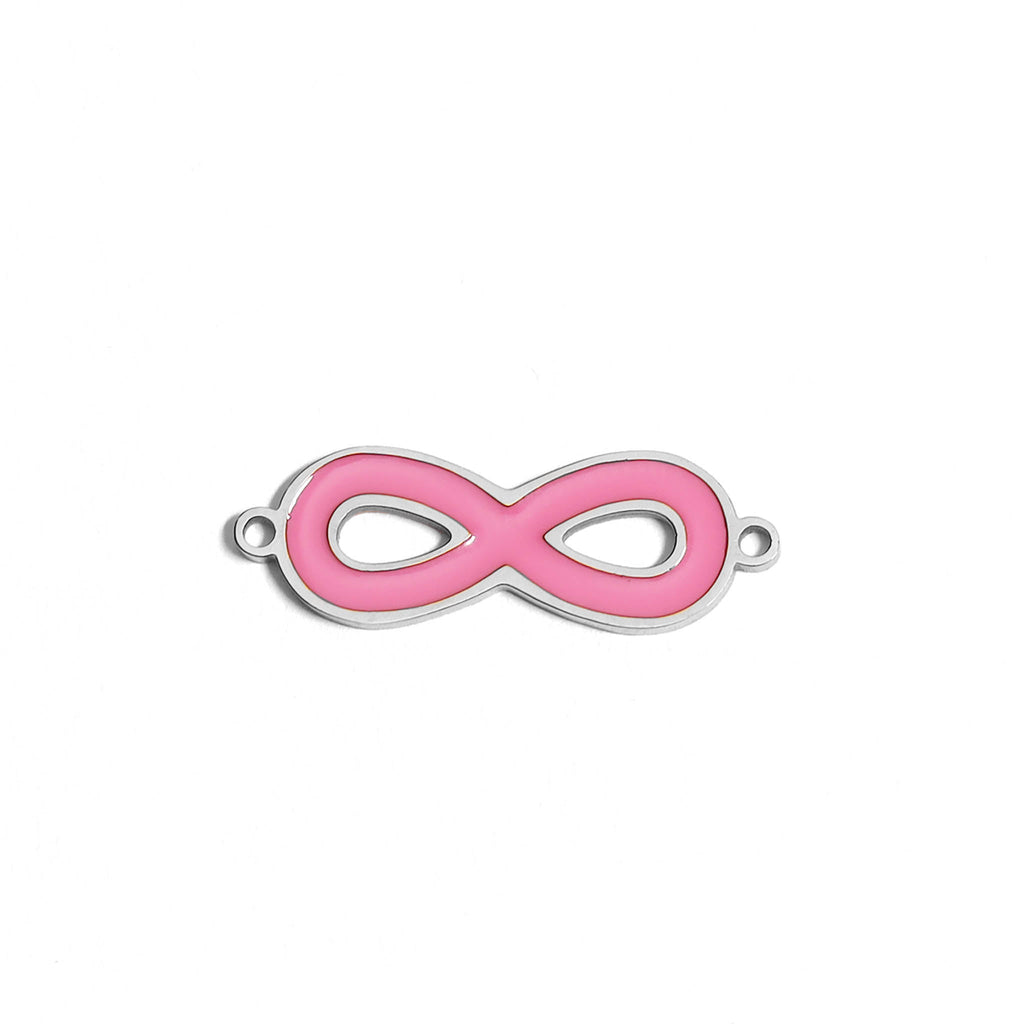 Pink Infinity Charm – 18K Gold PVD Coated Stainless Steel Epoxy Jewelry Accent