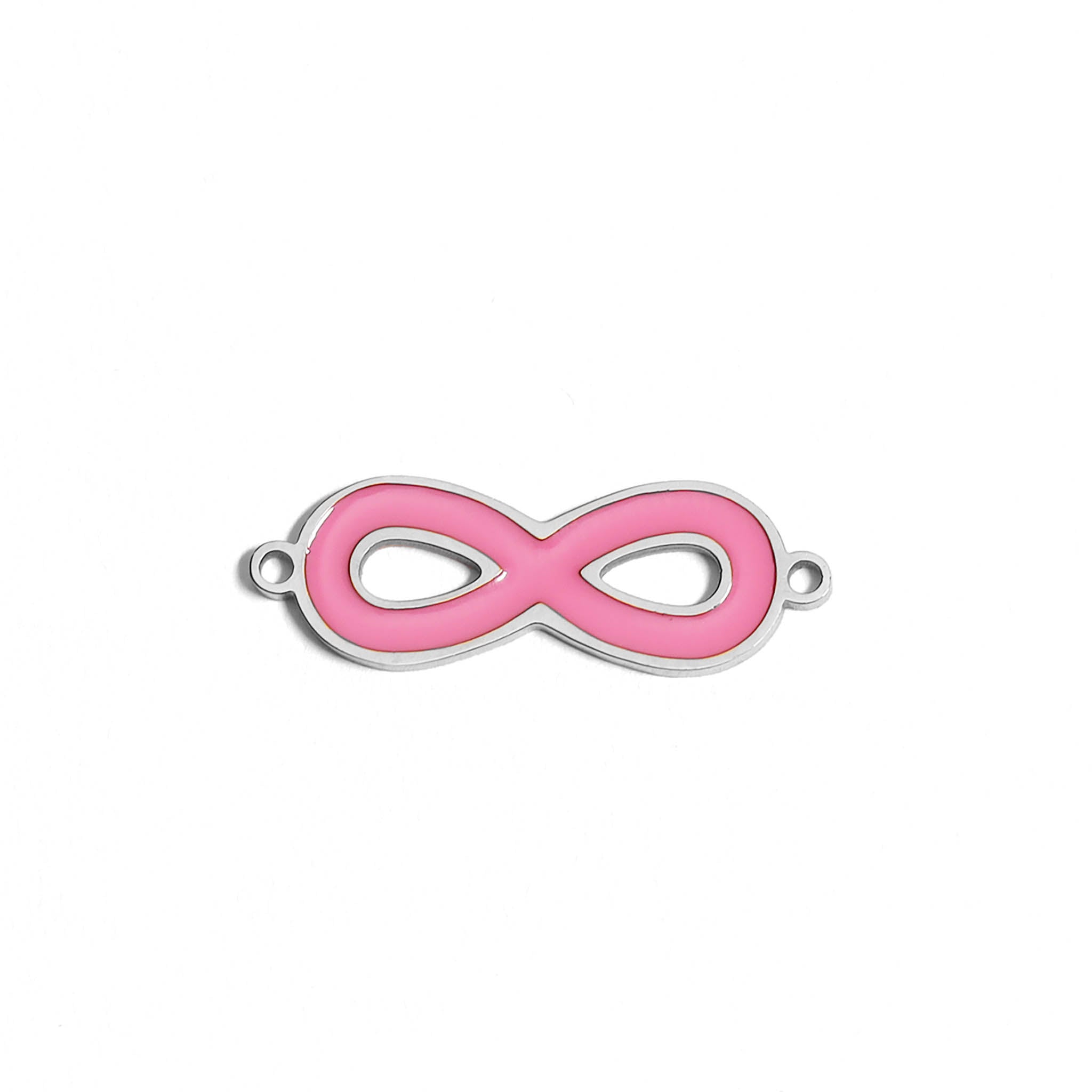 Pink Infinity Charm – 18K Gold PVD Coated Stainless Steel Epoxy Jewelry Accent