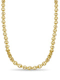 Fancy Rolo Solid White/Yellow/Rose Gold Handmade Necklace , 7mm, 16-30 Inch