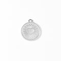 18K Gold Charm – PVD Coated Stainless Steel Circle Heart Sun Ray Pendant