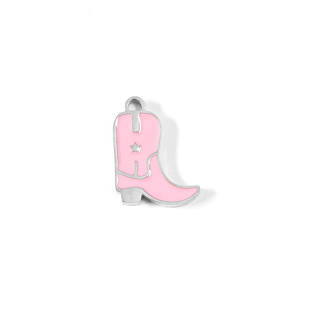 Pink Cowgirl Boot Charm – 18K Gold PVD Coated Stainless Steel Pendant
