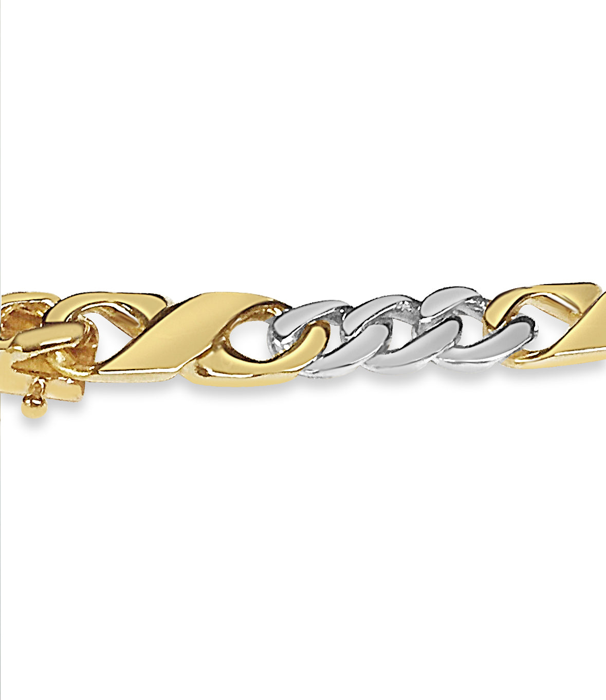 XO Curb Bracelet - Handmade Solid Gold 6mm Adjustable Wristwear in White & Rose