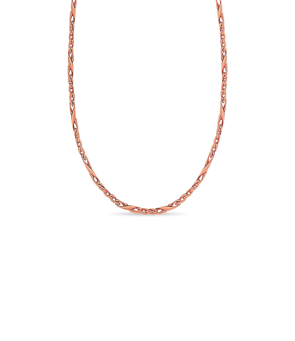 XO Curb Necklace | Handmade Solid Gold 6mm Chain - Yellow, White & Rose