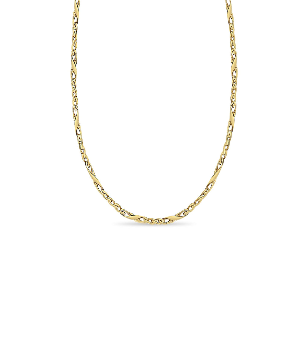 XO Curb Necklace | Handmade Solid Gold 6mm Chain - Yellow, White & Rose
