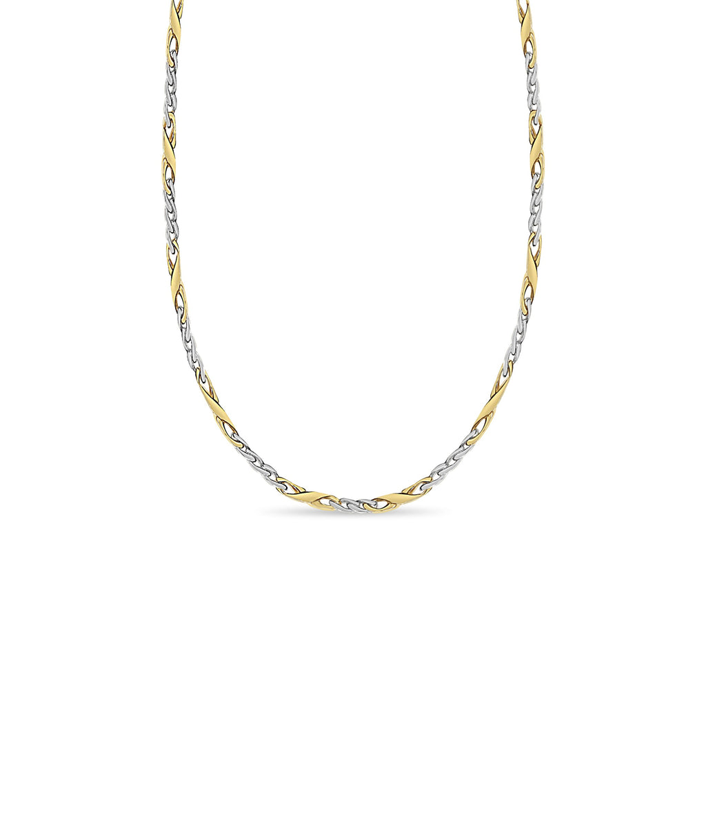 XO Curb Necklace | Handmade Solid Gold 6mm Chain - Yellow, White & Rose