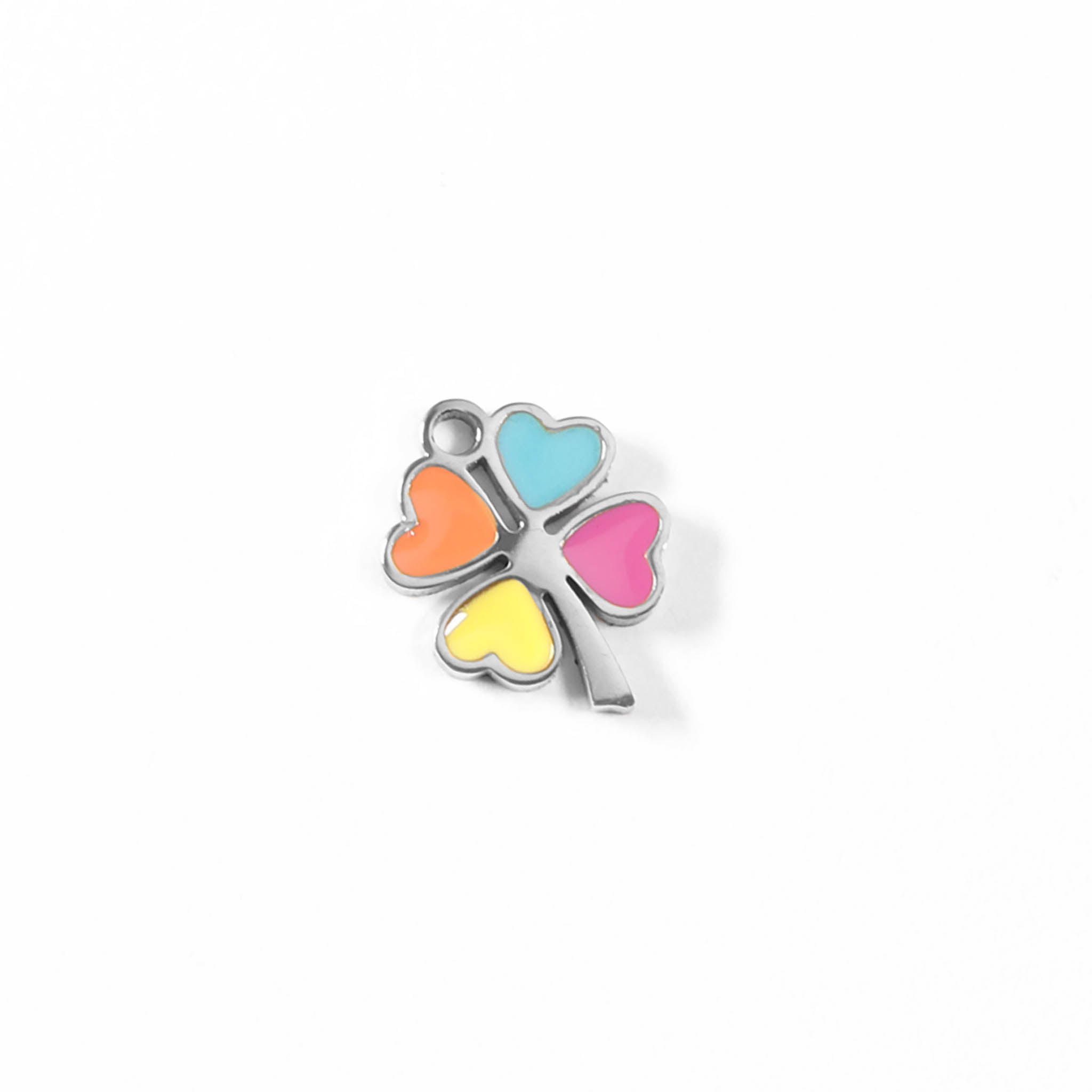 4 Leaf Clover Charm – Multi Colored Lucky Pendant | 18K Gold PVD Stainless Steel