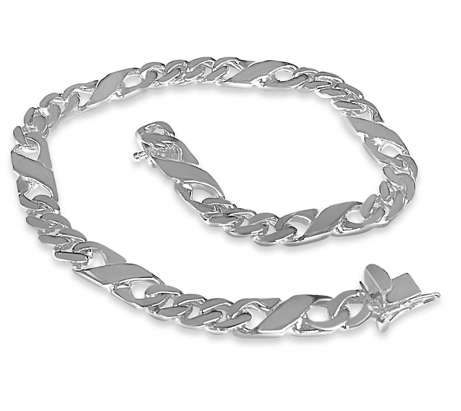 XO Curb Bracelet - Handmade Solid Gold 6mm Adjustable Wristwear in White & Rose