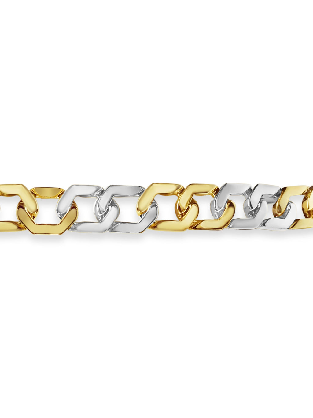 Curb Solid White/Yellow/Rose Gold Handmade Necklace , 11mm, 16-30 Inch