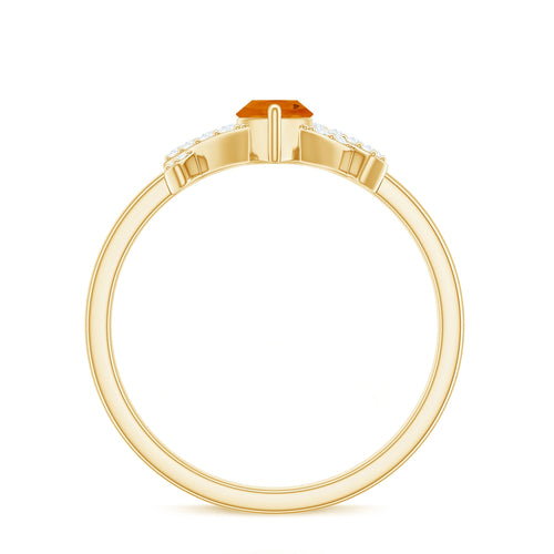 0.3 Carat Fire Opal Marquise Solitaire Ring with Diamond