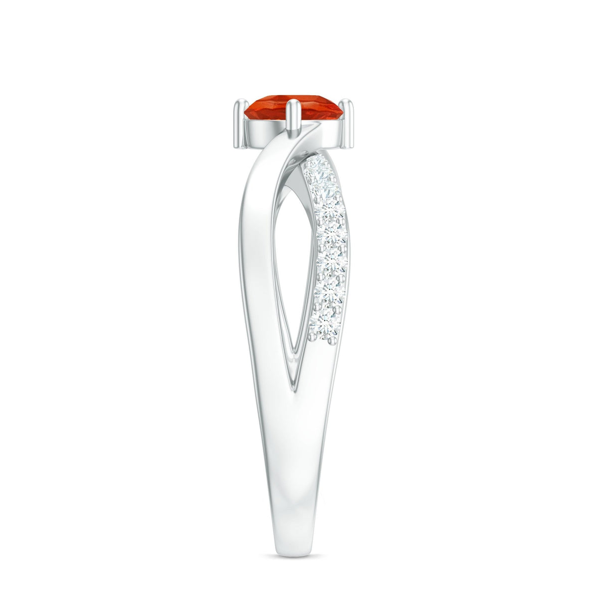 0.4 Carat Fire Opal and Diamond Infinity Engagement Ring