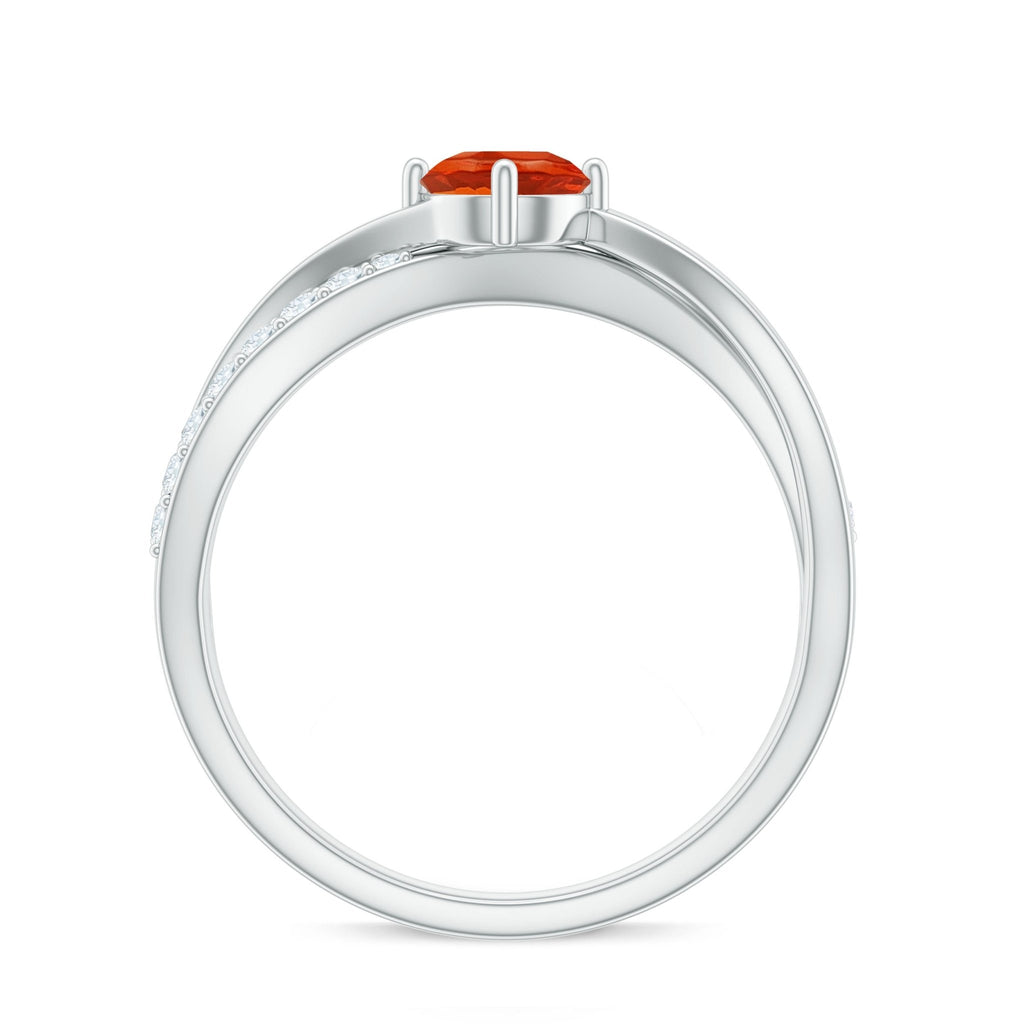 0.4 Carat Fire Opal and Diamond Infinity Engagement Ring
