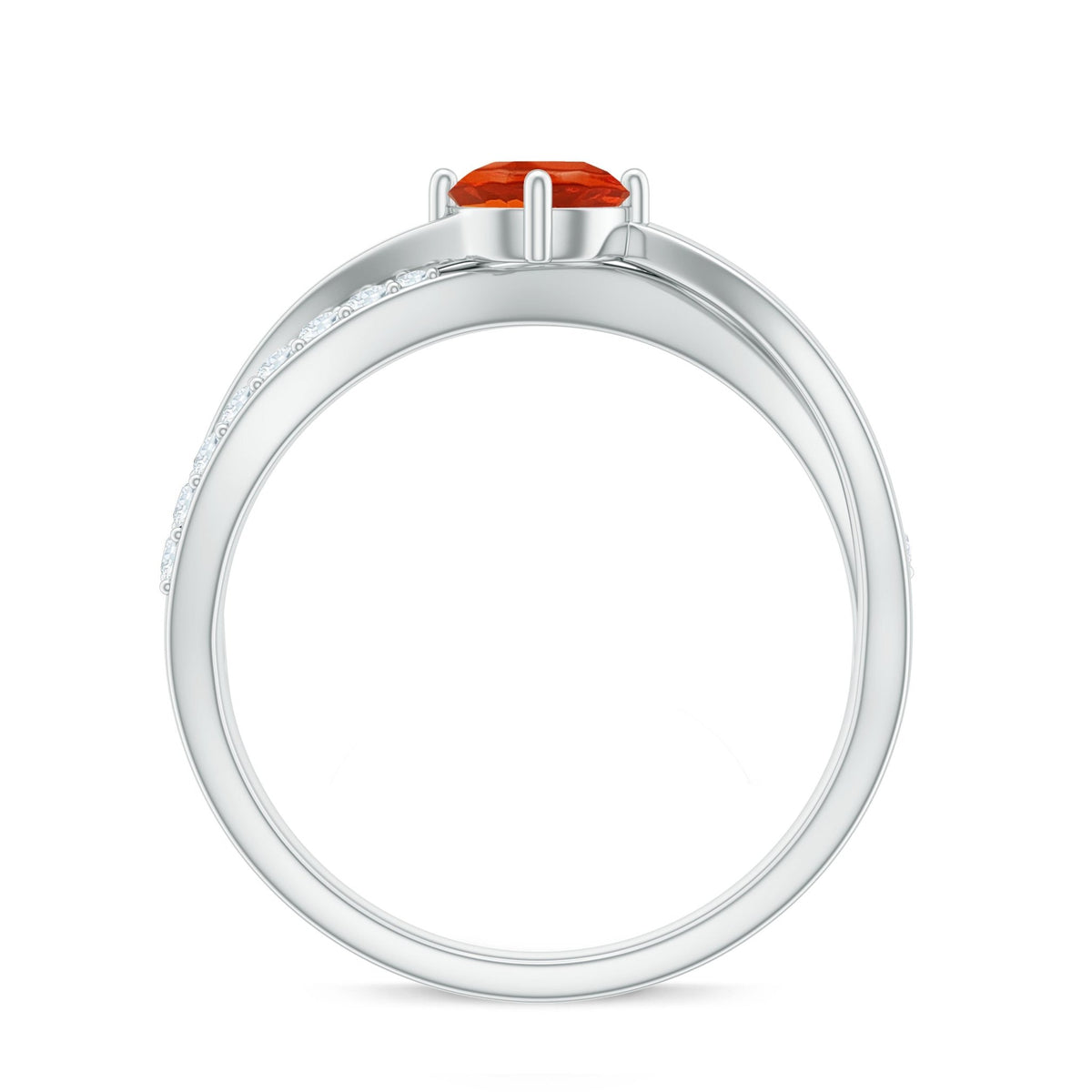 0.4 Carat Fire Opal and Diamond Infinity Engagement Ring