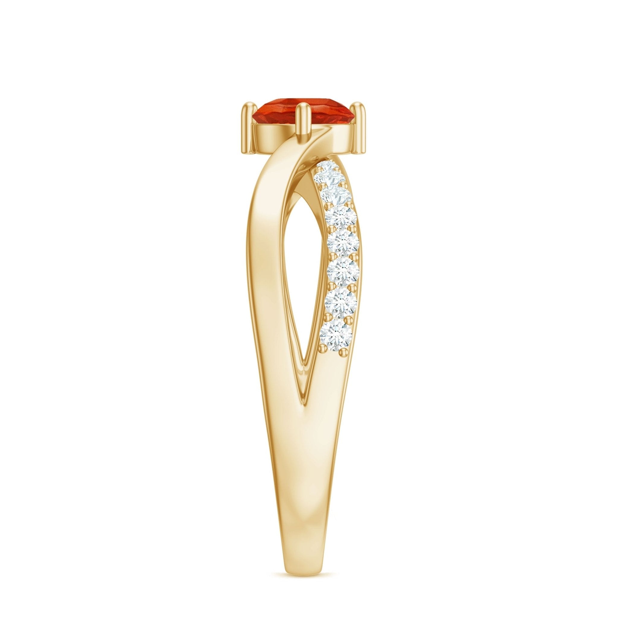0.4 Carat Fire Opal and Diamond Infinity Engagement Ring