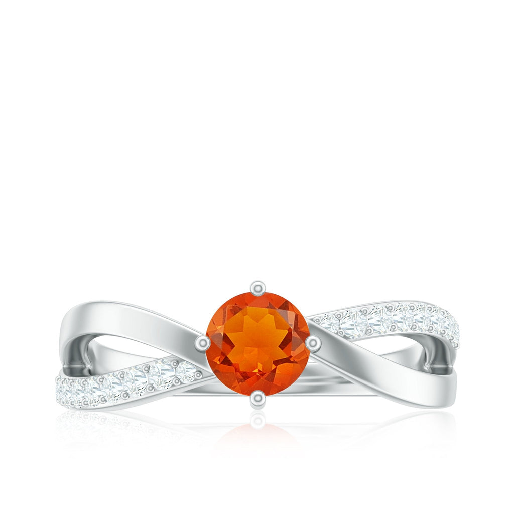 0.4 Carat Fire Opal and Diamond Infinity Engagement Ring