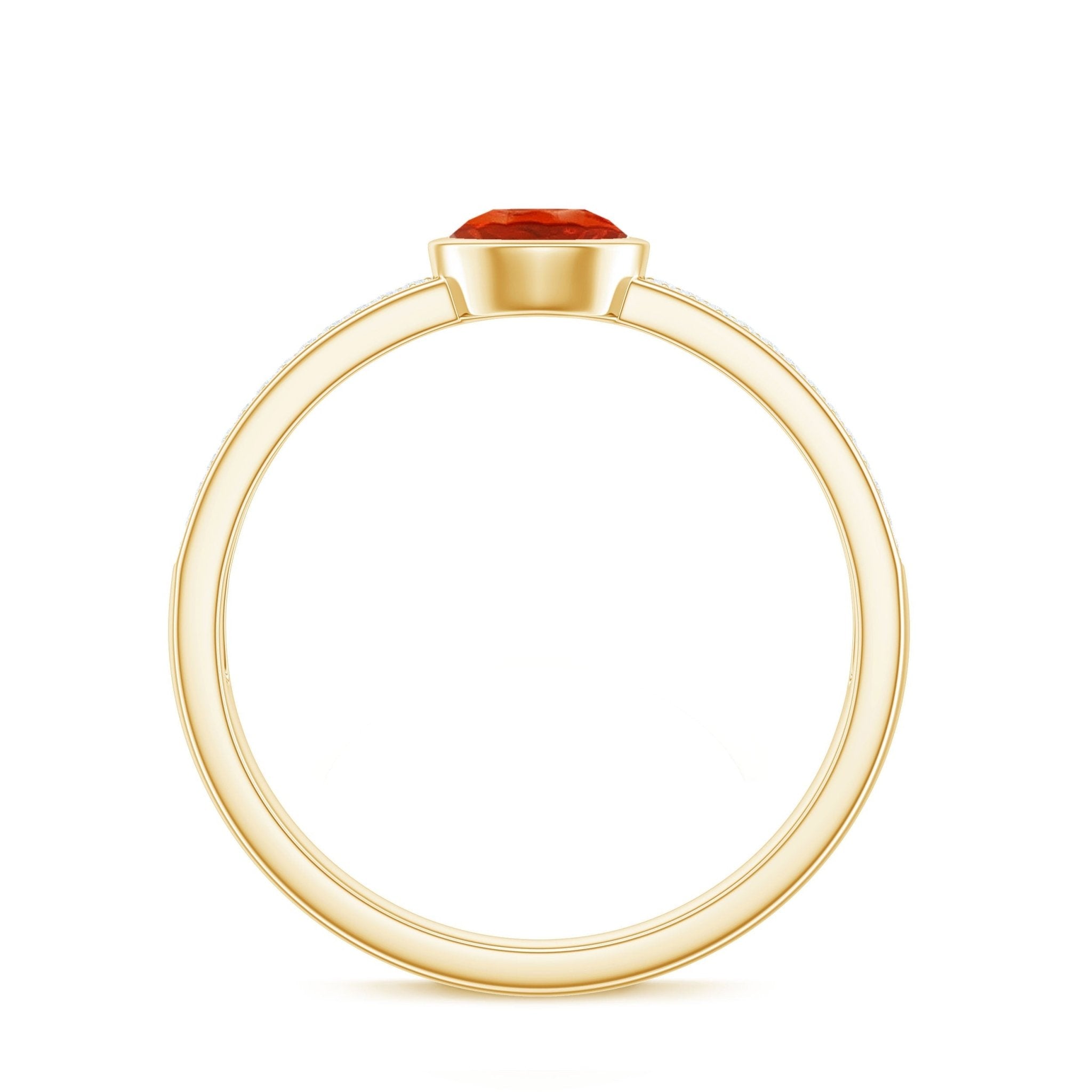 0.4 Carat Round Shape Fire Opal Engagement Ring with Diamond