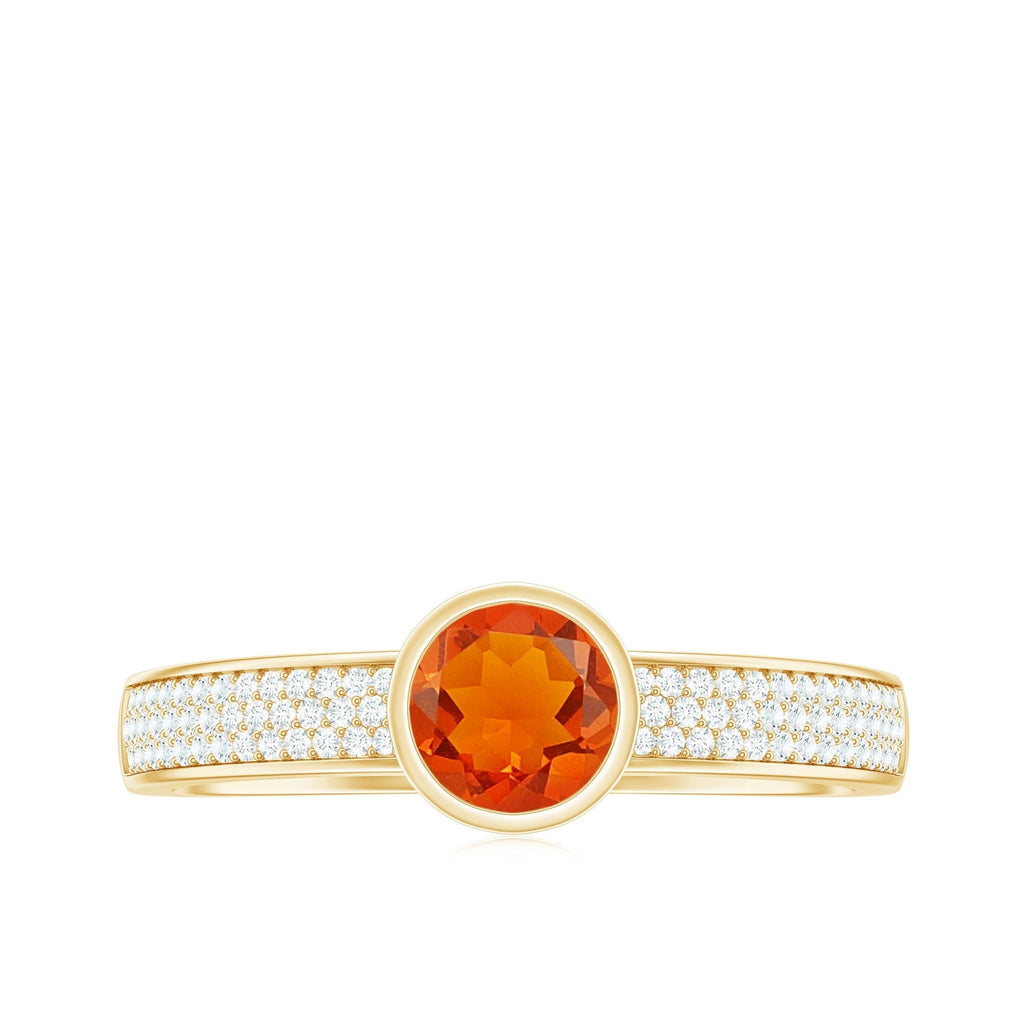 0.4 Carat Round Shape Fire Opal Engagement Ring with Diamond