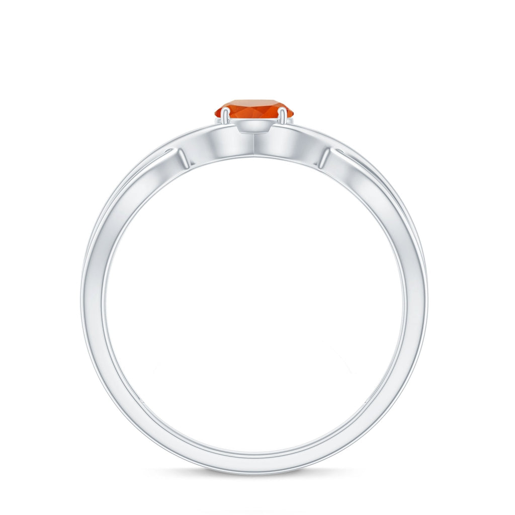 0.4 Carat Solitaire Fire Opal Crossover Engagement Ring