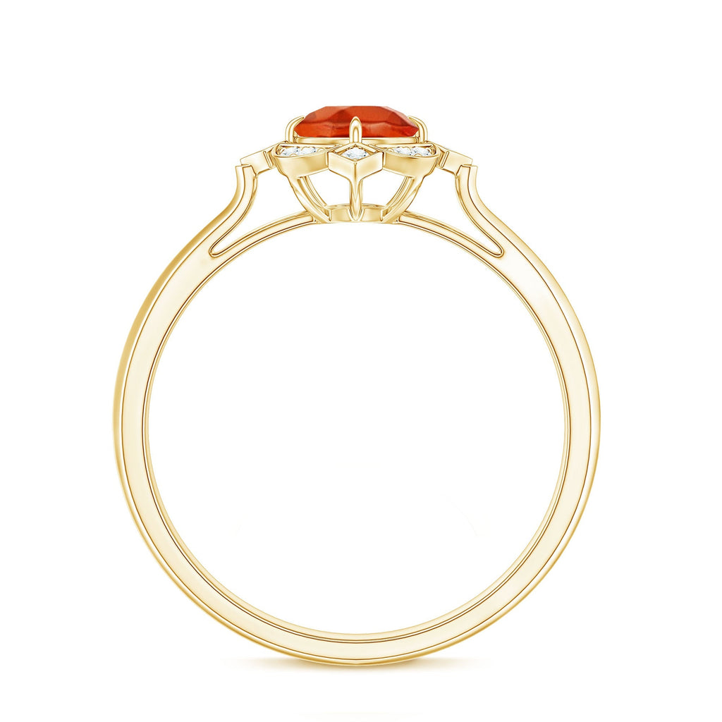 0.4 Carat Vintage Fire Opal and Diamond Engagement Ring